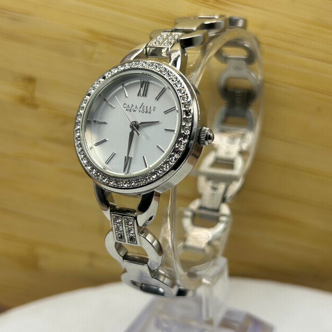 Caravelle New York Crystal Accent Silver-Tone Watch