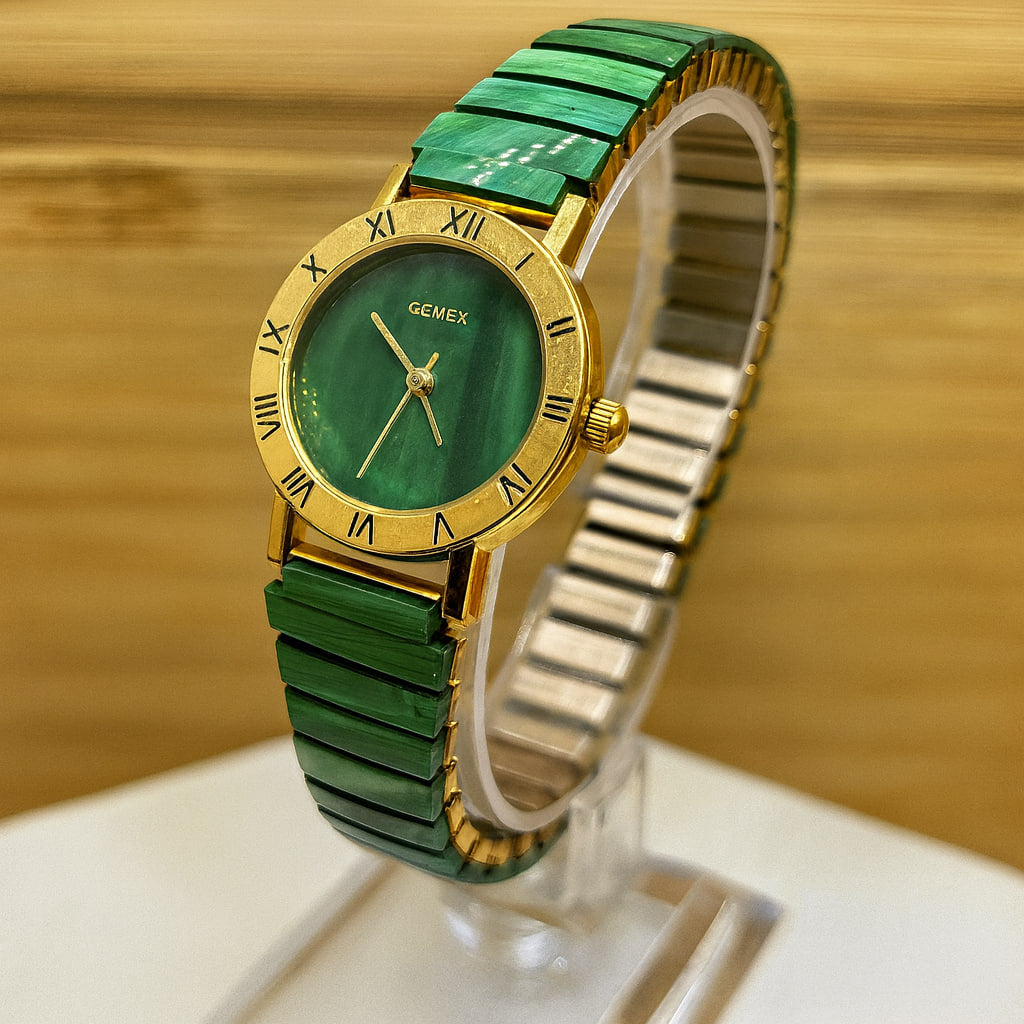 Gemex Women’s Green Enamel & Gold-Tone Quartz Watch